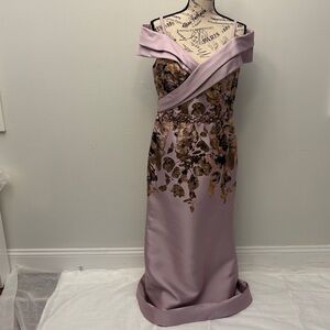 Elegant Pink and Gold Floral Gown